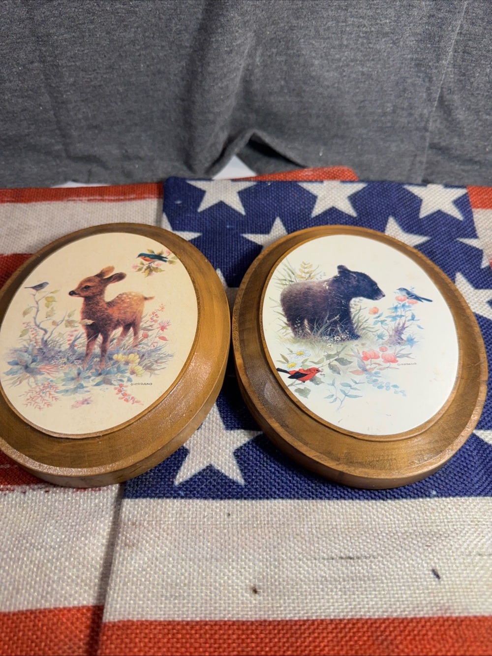 Wildlife Woodland Animal Wall Art Set - Brown Oval Plaques
